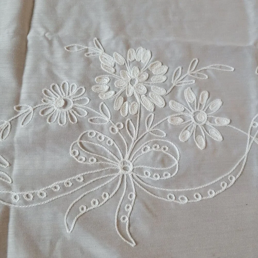 VTG Madeira Embroidered 66x104 Banquet Tablecloth 12 Placemats Table Runner set